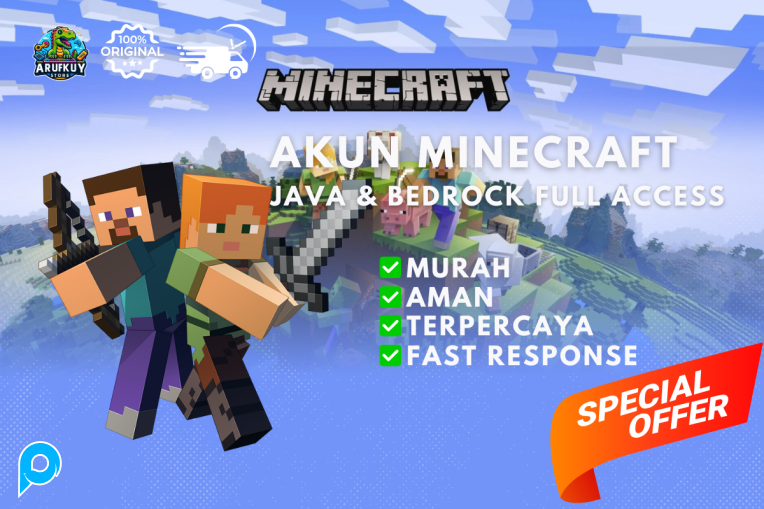 Jual Akun Minecraft Java & Bedrock Full Access - P-Store.Net