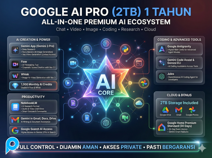 Jual GEMINI 1 TAHUN GDRIVE 2TB GOOGLE AI PRO 1 TAHUN PRIVATE LEGAL ...