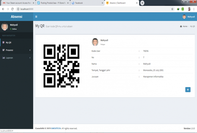 Jual Source Code Aplikasi Absensi Menggunakan QR Code, dibuat dengan ...