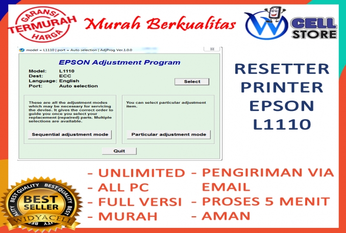 Jual Software Resetter Reset Reseter Printer Epson L1110 Unlimited Akti P Storenet 1653